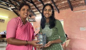 Bhat with a community health worker she interviewed in Karnataka. (Samhita Bhat photo)