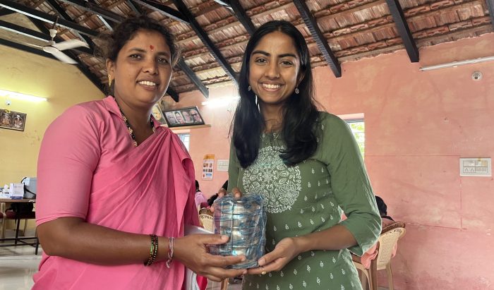 Bhat with a community health worker she interviewed in Karnataka. (Samhita Bhat photo)